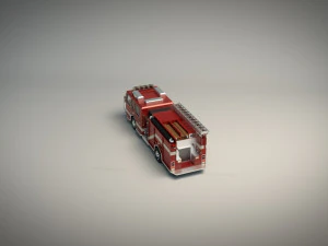 low poly fire truck 04 3D Model