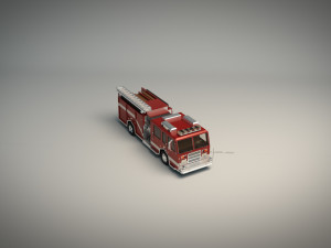low poly fire truck 04 Model 3D