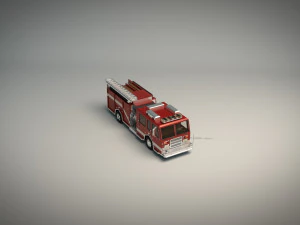 low poly fire truck 04 3D Model