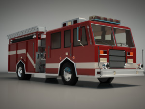 low poly fire truck 04 Model 3D