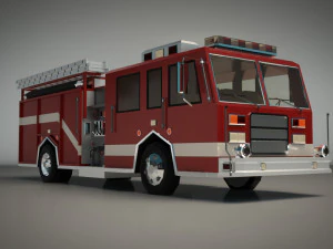 low poly fire truck 04 3D Model