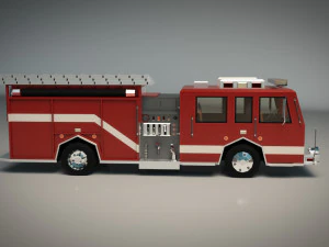low poly fire truck 04 3D Model