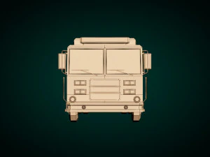 low poly fire truck 04 3D Model
