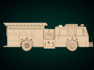 low poly fire truck 04 Model 3D