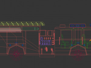 low poly fire truck 04 Model 3D