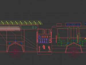 low poly fire truck 04 3D Model