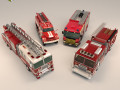 low poly fire truck pack 01 3D मॉडल