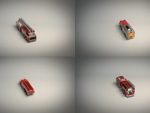low poly fire truck pack 01 3D Model