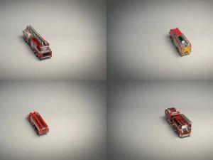 low poly fire truck pack 01 3D Model