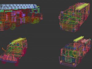 low poly fire truck pack 01 3D Model