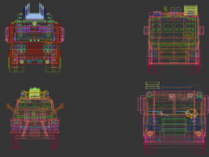 low poly fire truck pack 01 3D Model