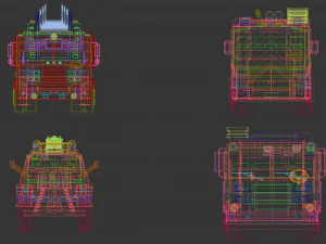 low poly fire truck pack 01 3D Model