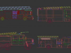 low poly fire truck pack 01 3D Model