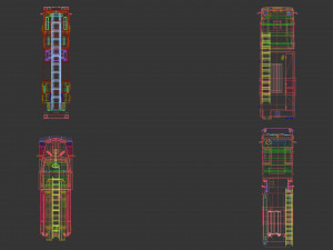 low poly fire truck pack 01 3D Model