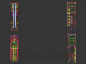 low poly fire truck pack 01 3D Model