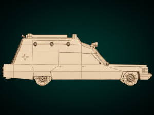 low poly ambulance 04 3D 模型