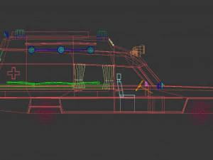 низькополігональна швидка допомога 04 3D Модель