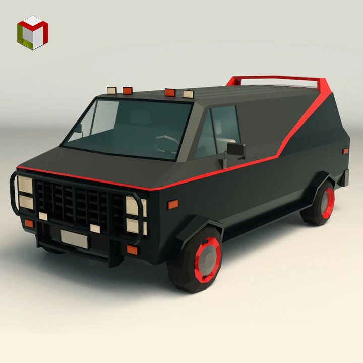 low poly a-team van 3D Model .c4d .max .obj .3ds .fbx .stl .blend