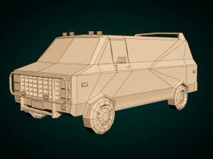 low poly a-team van 3D Model
