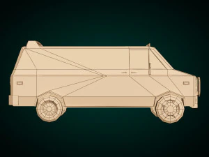 low poly a-team van 3D Model