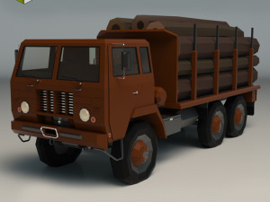 low poly log truck 01 3D Model