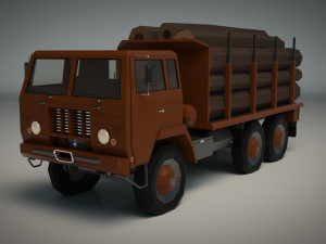low poly log truck 01 Modèle 3D