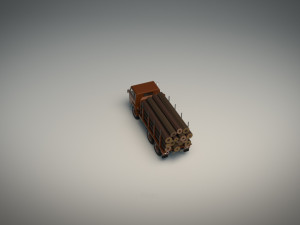 low poly log truck 01 Modèle 3D