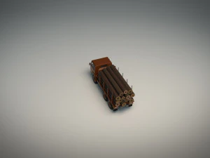low poly log truck 01 3D Model