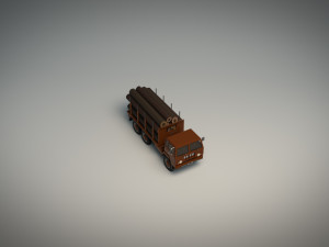 low poly log truck 01 Modèle 3D