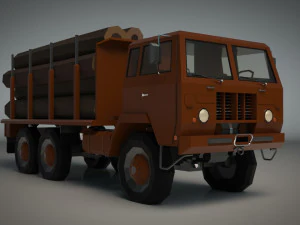 low poly log truck 01 3D Model