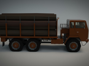 low poly log truck 01 Modèle 3D