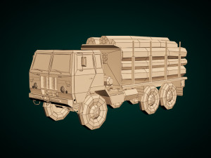 low poly log truck 01 Modèle 3D