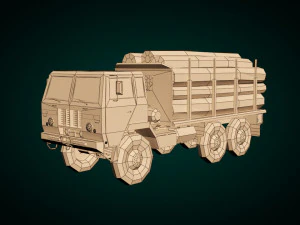 low poly log truck 01 3D Model