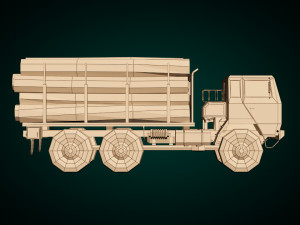 low poly log truck 01 Modèle 3D