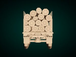 low poly log truck 01 Modèle 3D