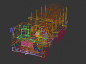 low poly log truck 01 Modèle 3D