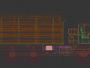 low poly log truck 01 Modèle 3D