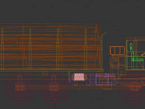 low poly log truck 01 3D Model