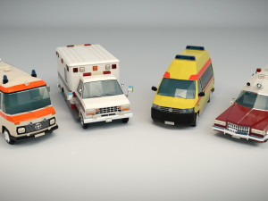 low poly ambulance pack 3D मॉडल