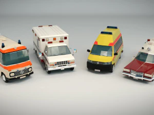 pacchetto ambulanza low poly Modello 3D