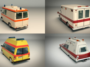 low poly ambulance pack 3D मॉडल