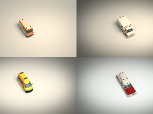 low poly ambulance pack 3D मॉडल