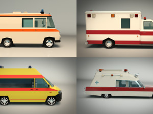 low poly ambulance pack 3D मॉडल