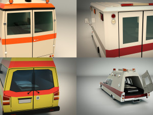 low poly ambulance pack 3D मॉडल