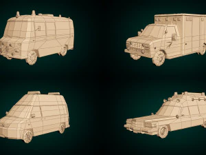 pacchetto ambulanza low poly Modello 3D