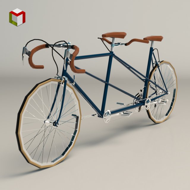 low poly tandem bike 3D in 3DExport