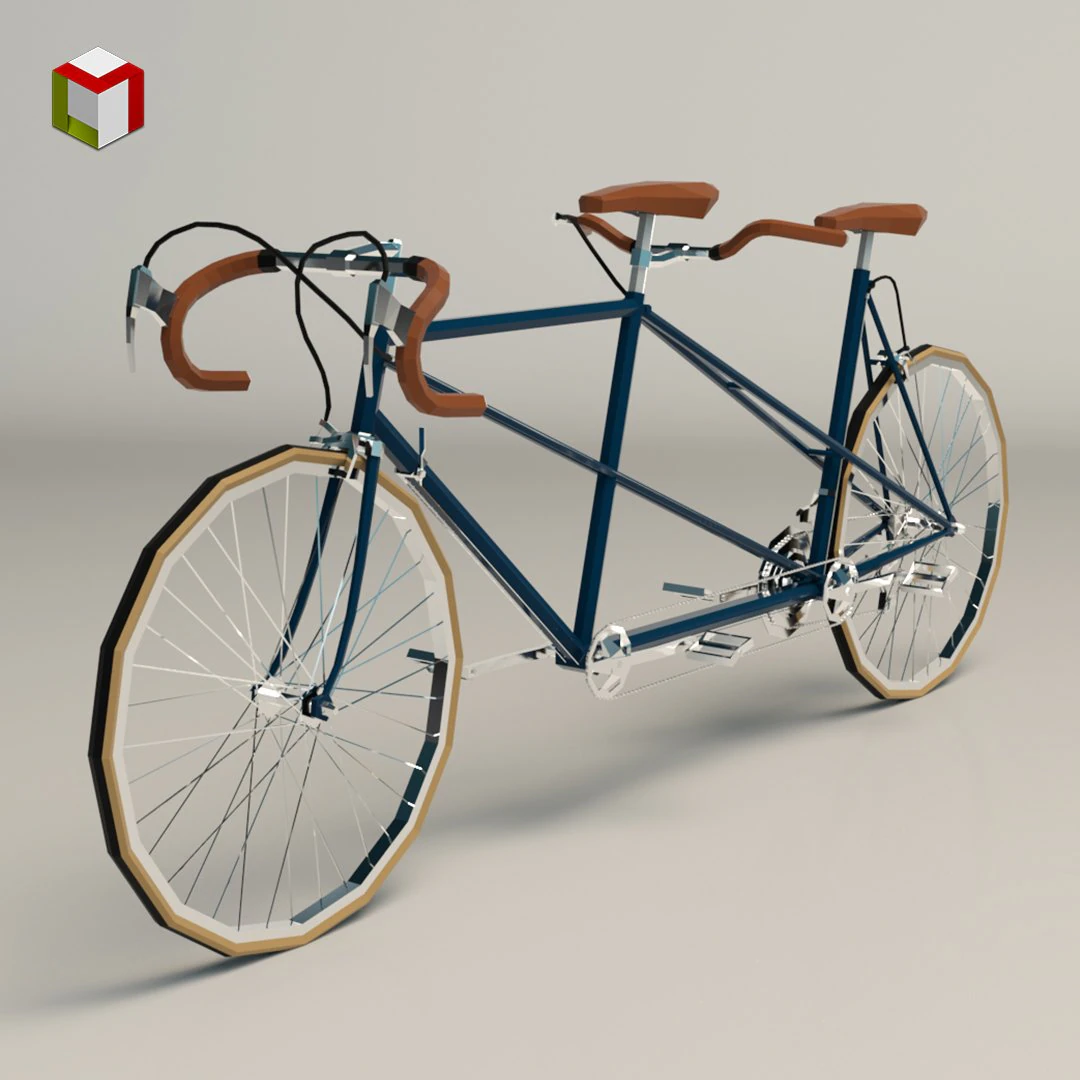 low poly tandem bike 3D Model .c4d .max .obj .3ds .fbx .stl .blend 