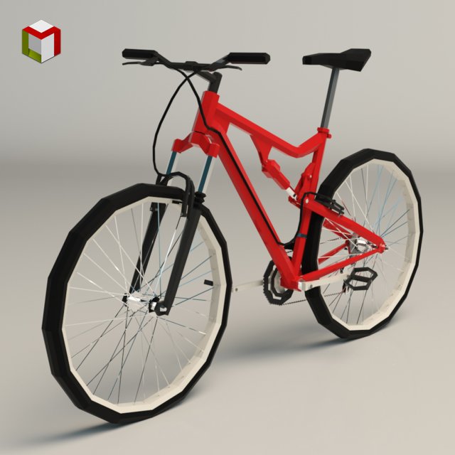 low poly mountain bike 3D Model .c4d .max .obj .3ds .fbx .stl .blend 