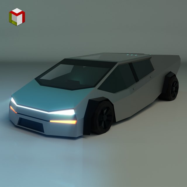 low poly sci-fi car 02 3D Model .c4d .max .obj .3ds .fbx .stl .blend 