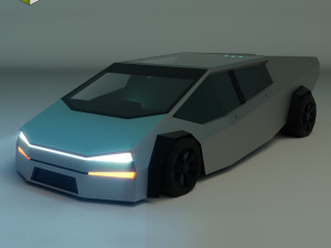 low poly sci-fi car 02 3D Model